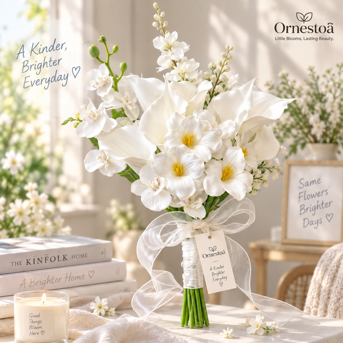 Ornestoa® White Artificial Flower Bouquet
