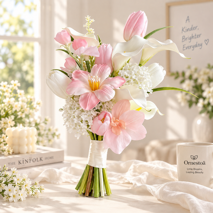 Ornestoa® Pink & White Artificial Flower Bouquet