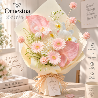 Ornestoa® Pink & White Artificial Flower Bouquet