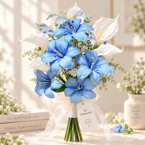 Ornestoa® Blue Lily Artificial Flower Bouquet