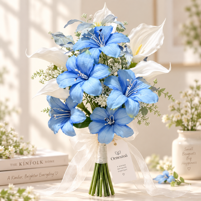 Ornestoa® Blue Lily Artificial Flower Bouquet