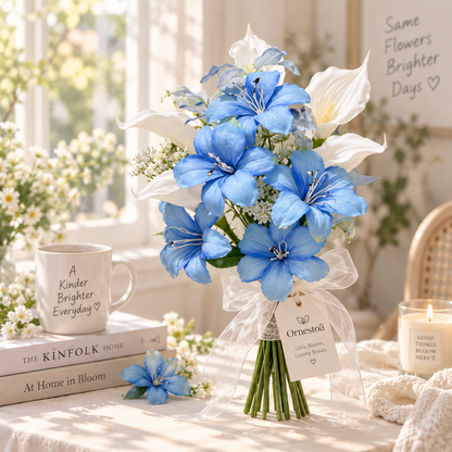 Ornestoa® Blue Lily Artificial Flower Bouquet