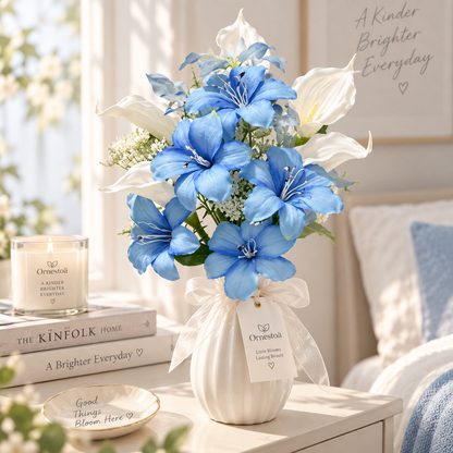 Ornestoa® Blue Lily Artificial Flower Bouquet