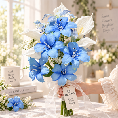 Ornestoa® Blue Lily Artificial Flower Bouquet