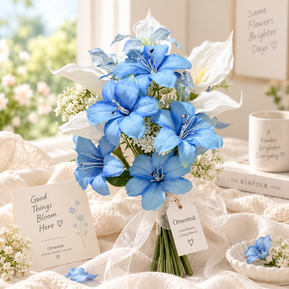 Ornestoa® Blue Lily Artificial Flower Bouquet