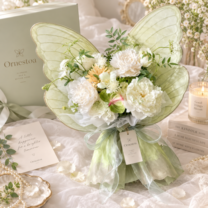 Ornestoa® White Peony Butterfly Artificial Flower Bouquet