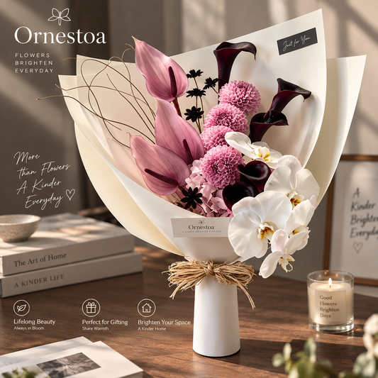 Ornestoa® Pink Anthurium & Orchid Artificial Flower Bouquet