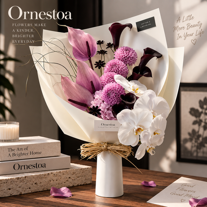 Ornestoa® Pink Anthurium & Orchid Artificial Flower Bouquet