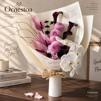Ornestoa® Pink Anthurium & Orchid Artificial Flower Bouquet