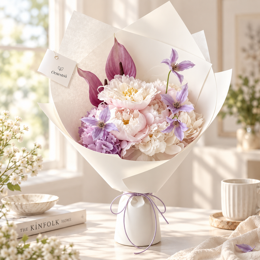 Ornestoa® Blush Peony & Lavender Artificial Flower Bouquet