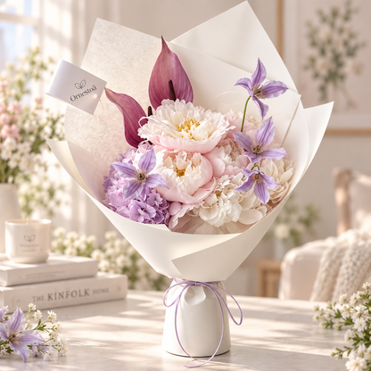 Ornestoa® Blush Peony & Lavender Artificial Flower Bouquet