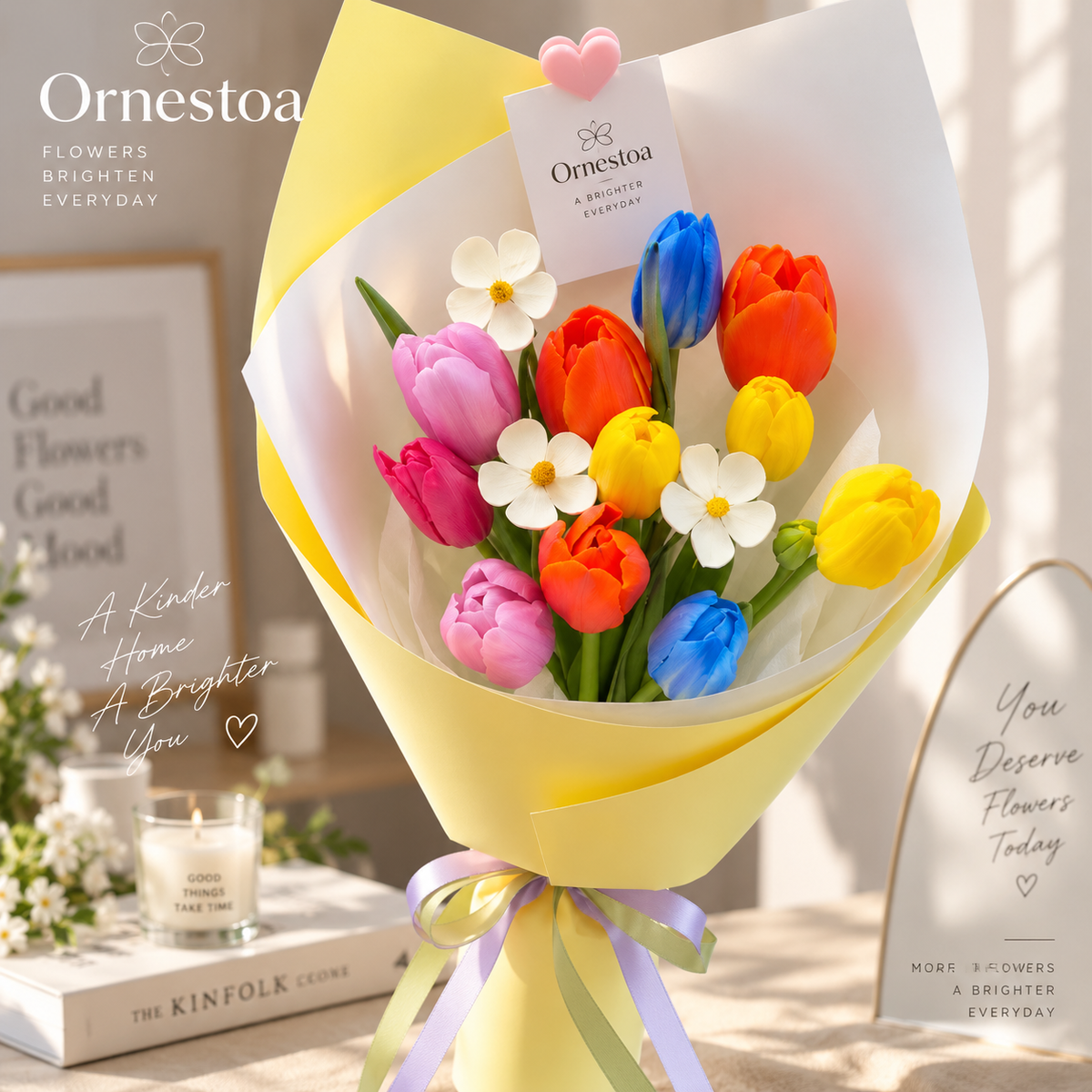 Ornestoa® Colorful Tulip Artificial Flower Bouquet