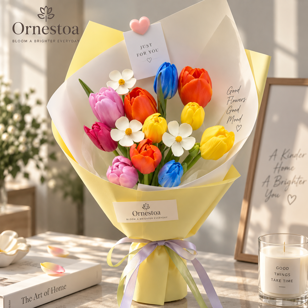 Ornestoa® Colorful Tulip Artificial Flower Bouquet