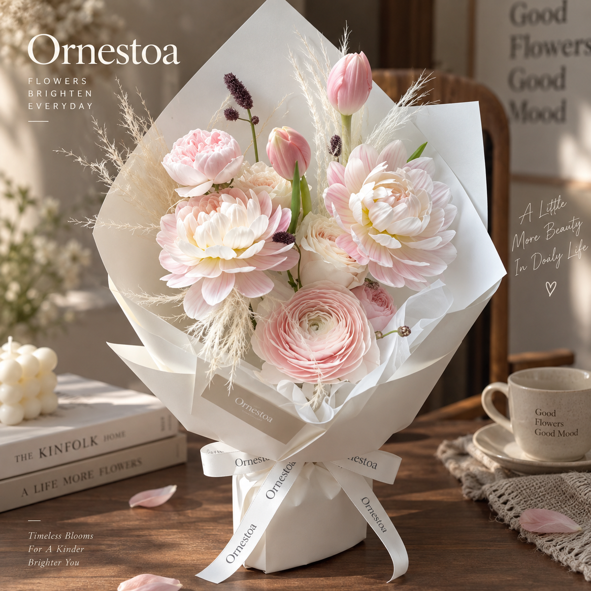 Ornestoa® Blush Pink Artificial Flower Bouquet